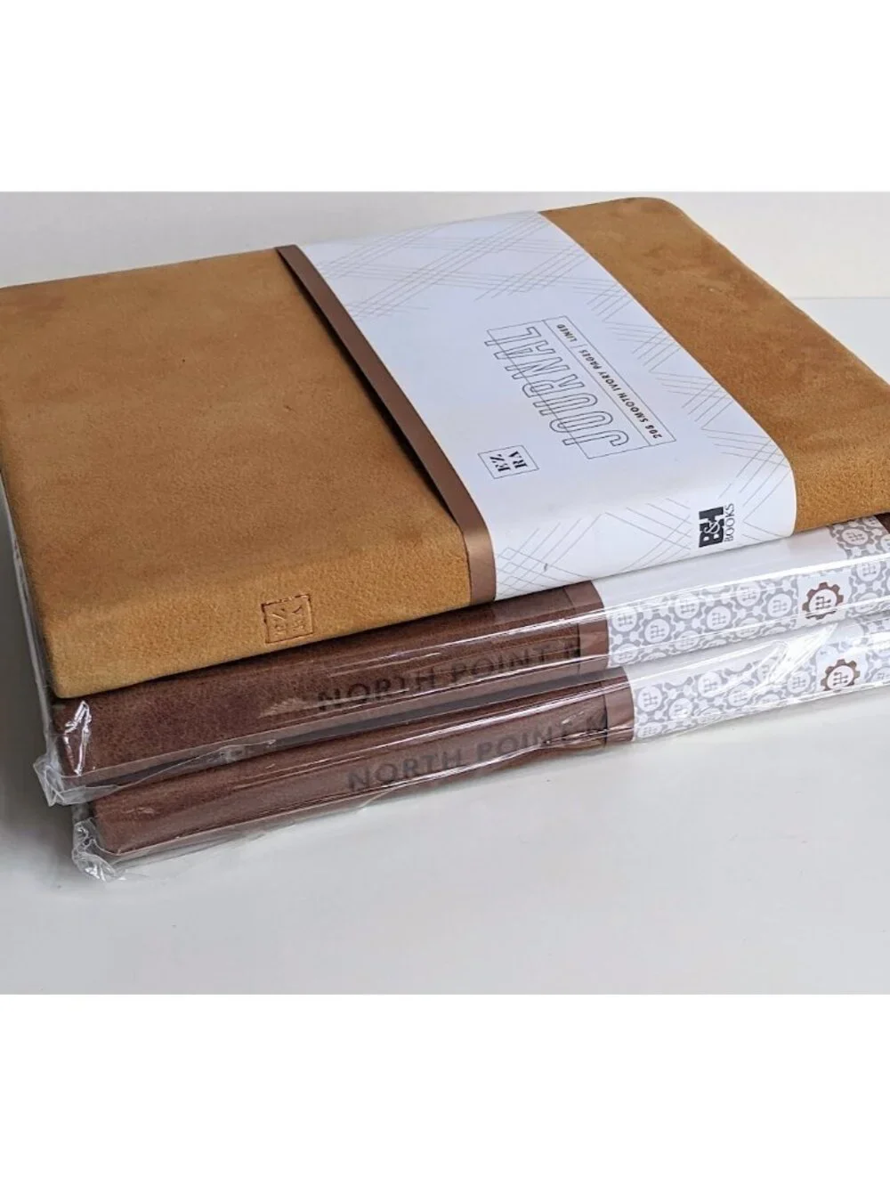 One Yellow Brown Leather Journal Notebook, 208 Smooth Ivory Pages